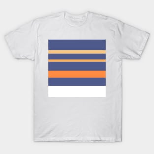 A lovely bind of Twilight, White, Sandy, Pale Orange and Royal Orange stripes. T-Shirt